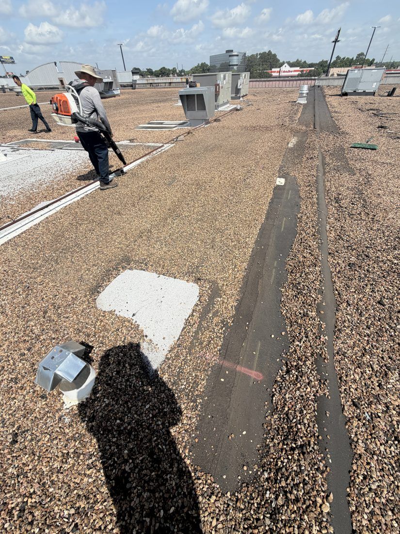 Rooftop HVAC service in progress at Cedar Ridge Plaza